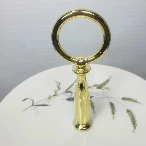 Vintage  Crown Essex Canadiana Wheat Pattern 2-Tier Cake Stand with Handle, - Picture 5 of 8